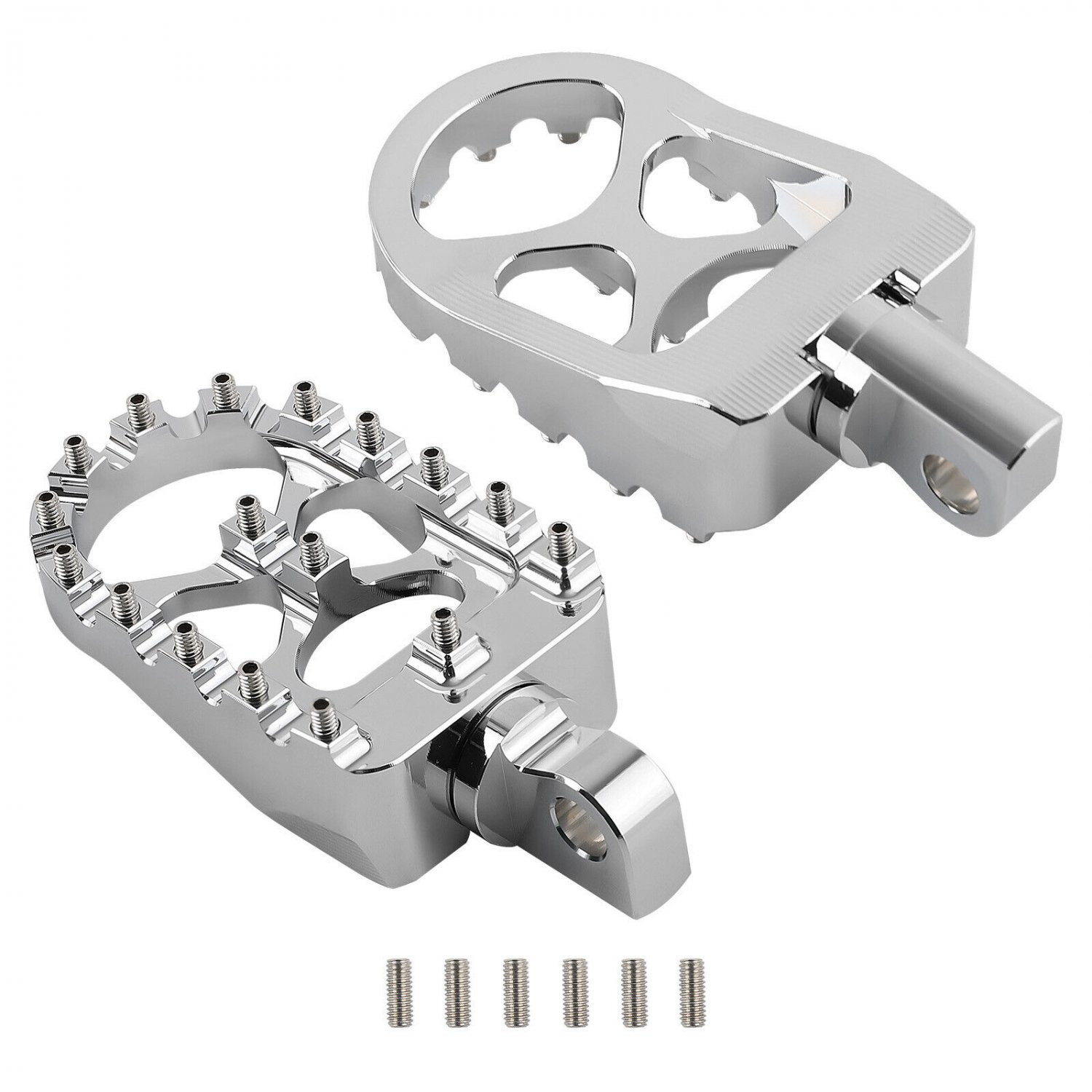 Chrome Wide Fat Foot Pegs MX Footpeg Fit For Harley Dyna Sportster Fatboy