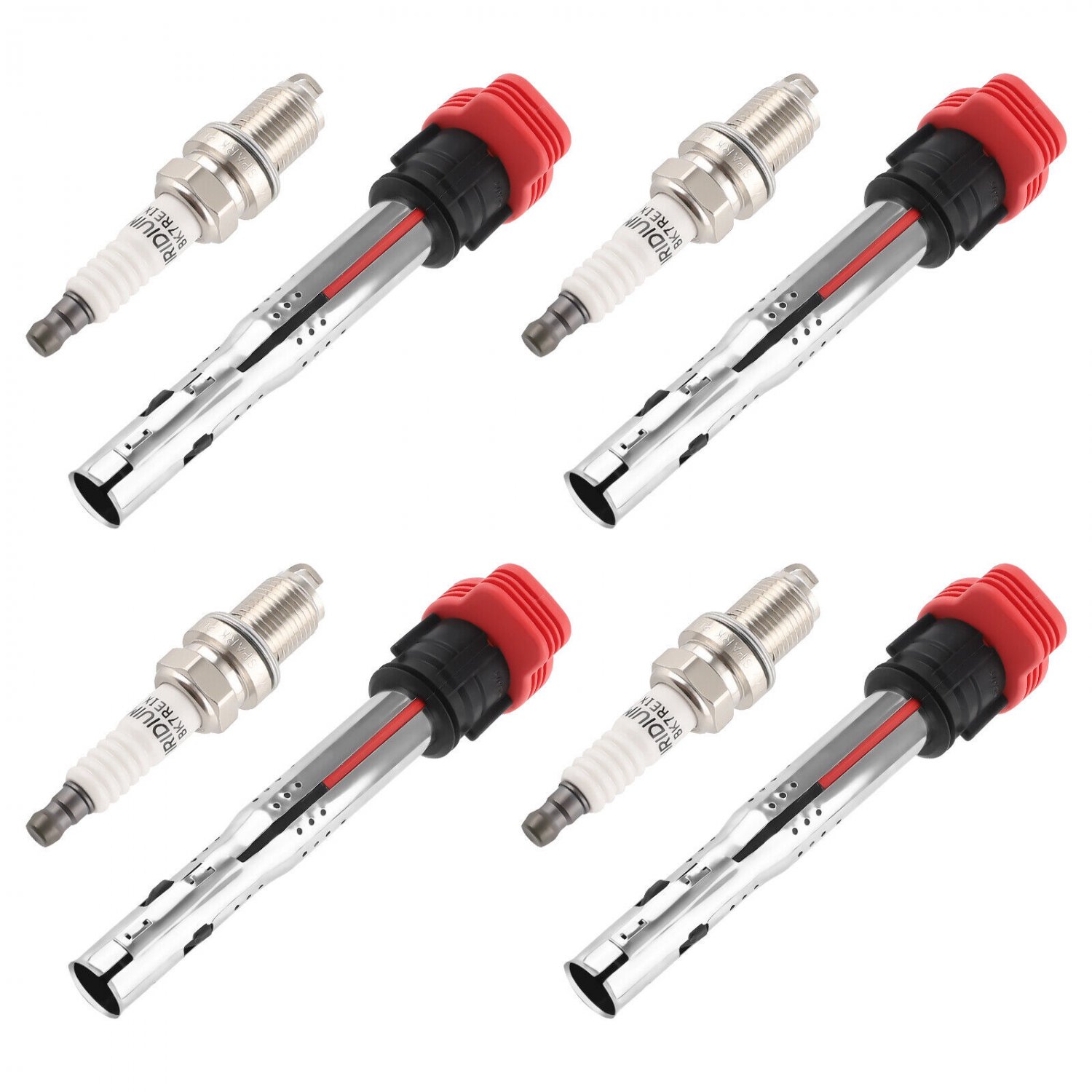 4 Ignition Coils + Spark Plugs For Audi A3 A5 TT Volkswagen Beetle CC Eos UF529