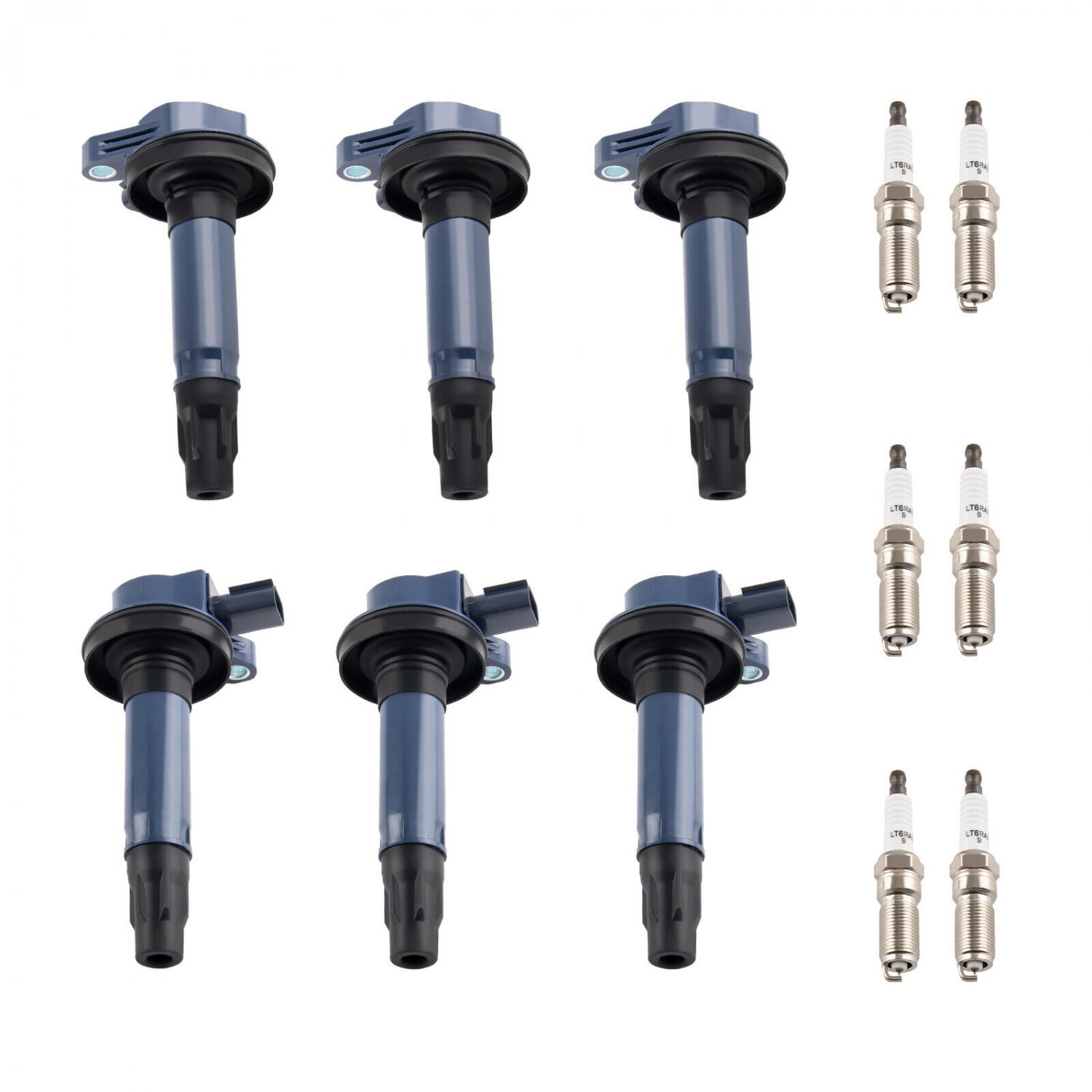 6 Ignition Coil + Spark Plugs for Ford Mazda CX-9 Lincoln MKT MKS MKX UF553 6509
