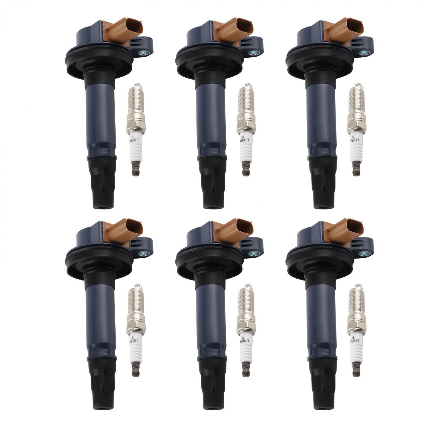 6  Ignition Coils + Spark Plugs For Ford Police Expedition Explorer UF646 94374