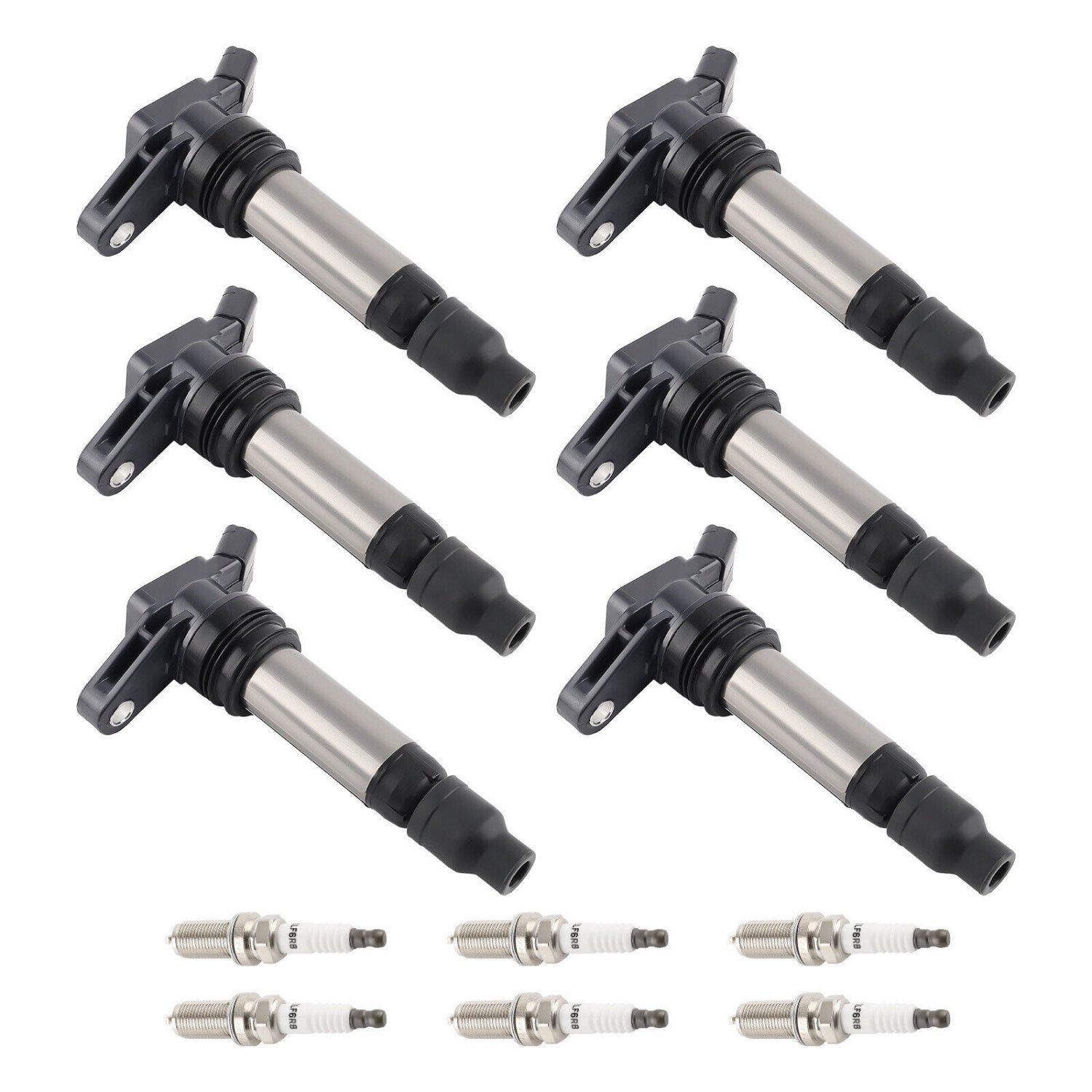 6X Ignition Coil + 6X Spark Plug For Land Rover LR2 Volvo S80 XC90 UF594 6481