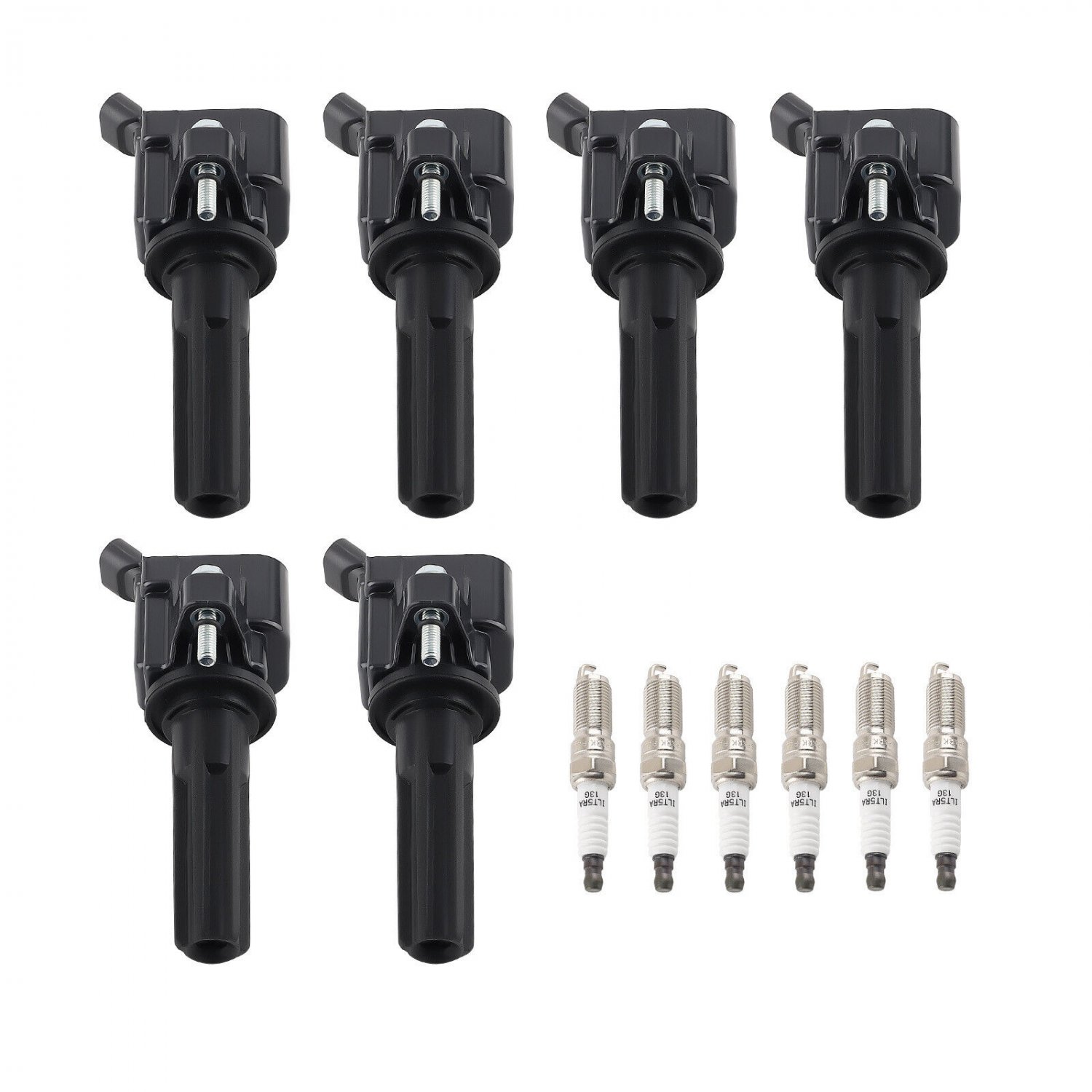 6 Ignition Coils + Spark Plugs For Buick Chevrolet Isuzu Saab 4.2L L6 UF497 5019