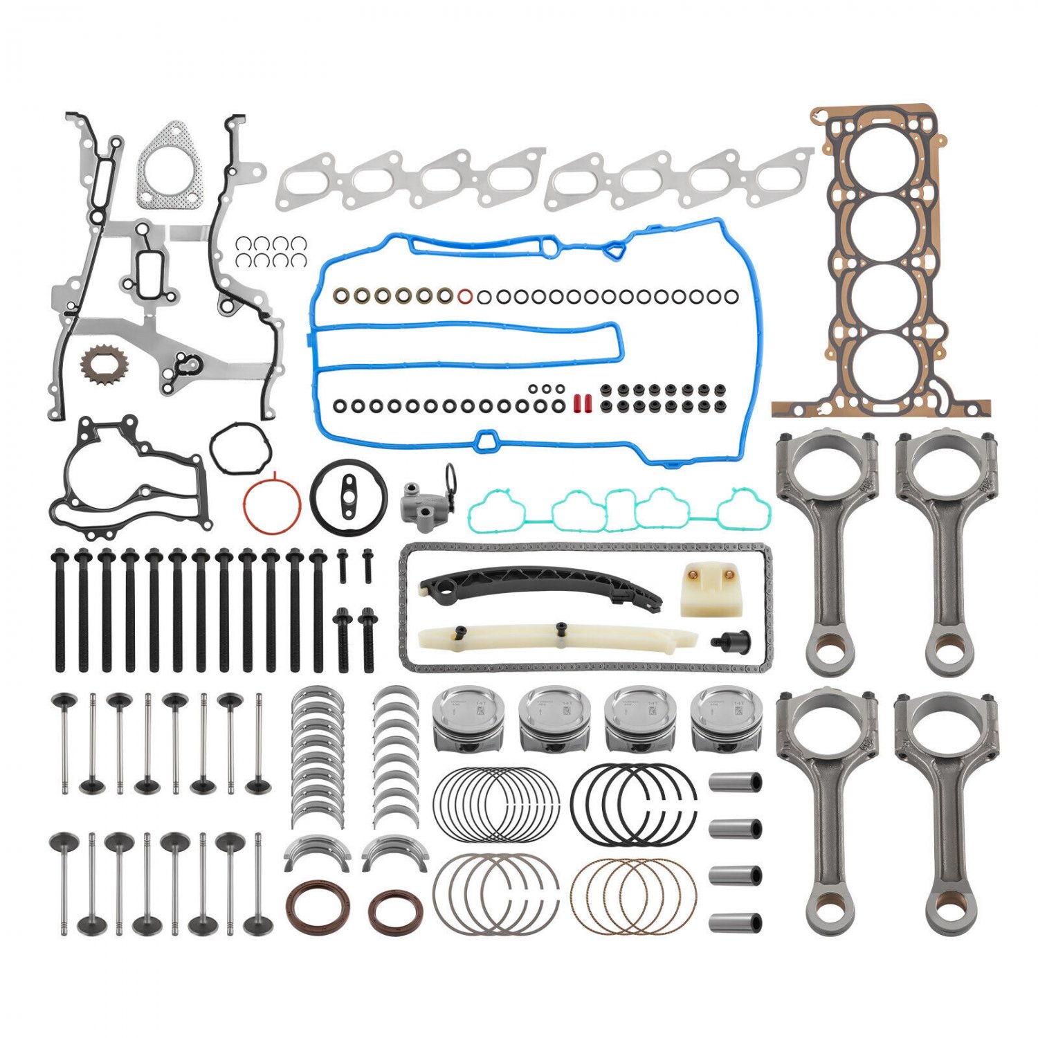 Engine Pistons Overhaul Rebuild Kit w/ Con Rods for Chevy Cruze Buick 1.4T 11-16