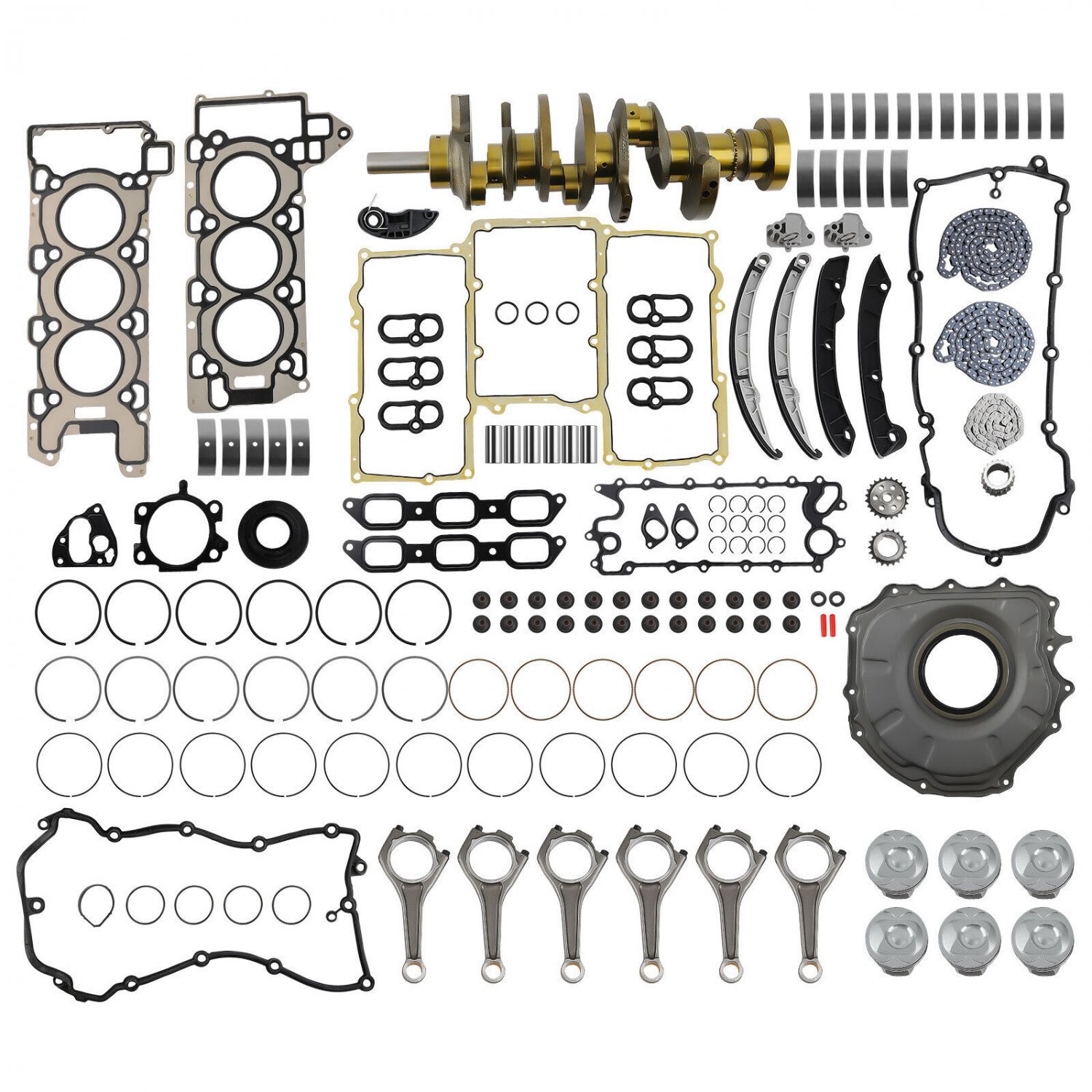 AJ126 3.0L V6 Engine Overhaul Rebuild Kit w/ Crankshaft Rods Timing For Jaguar