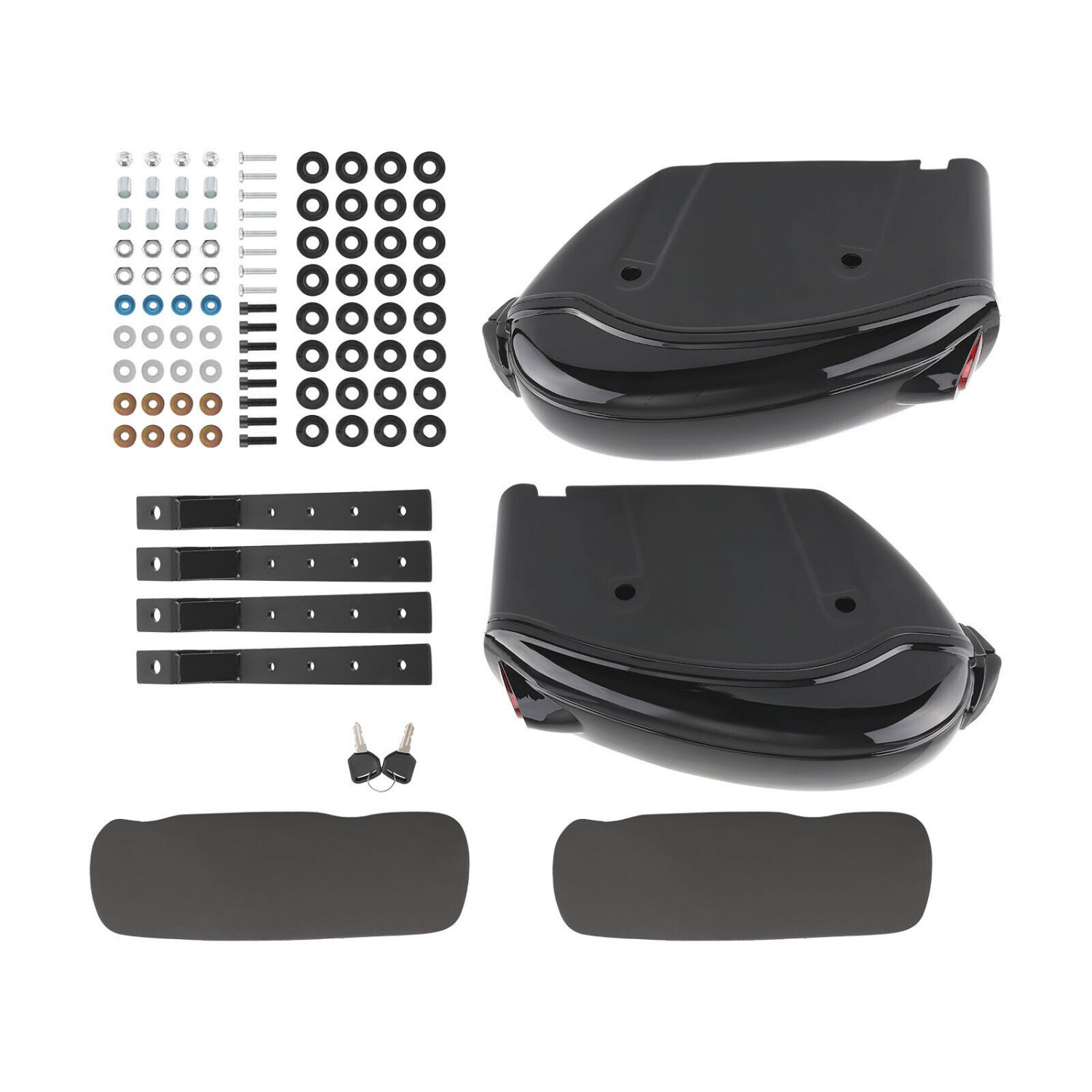 Black Hard Saddle Bags Trunk Luggage For Harley Honda Yamaha 48*30*16cm