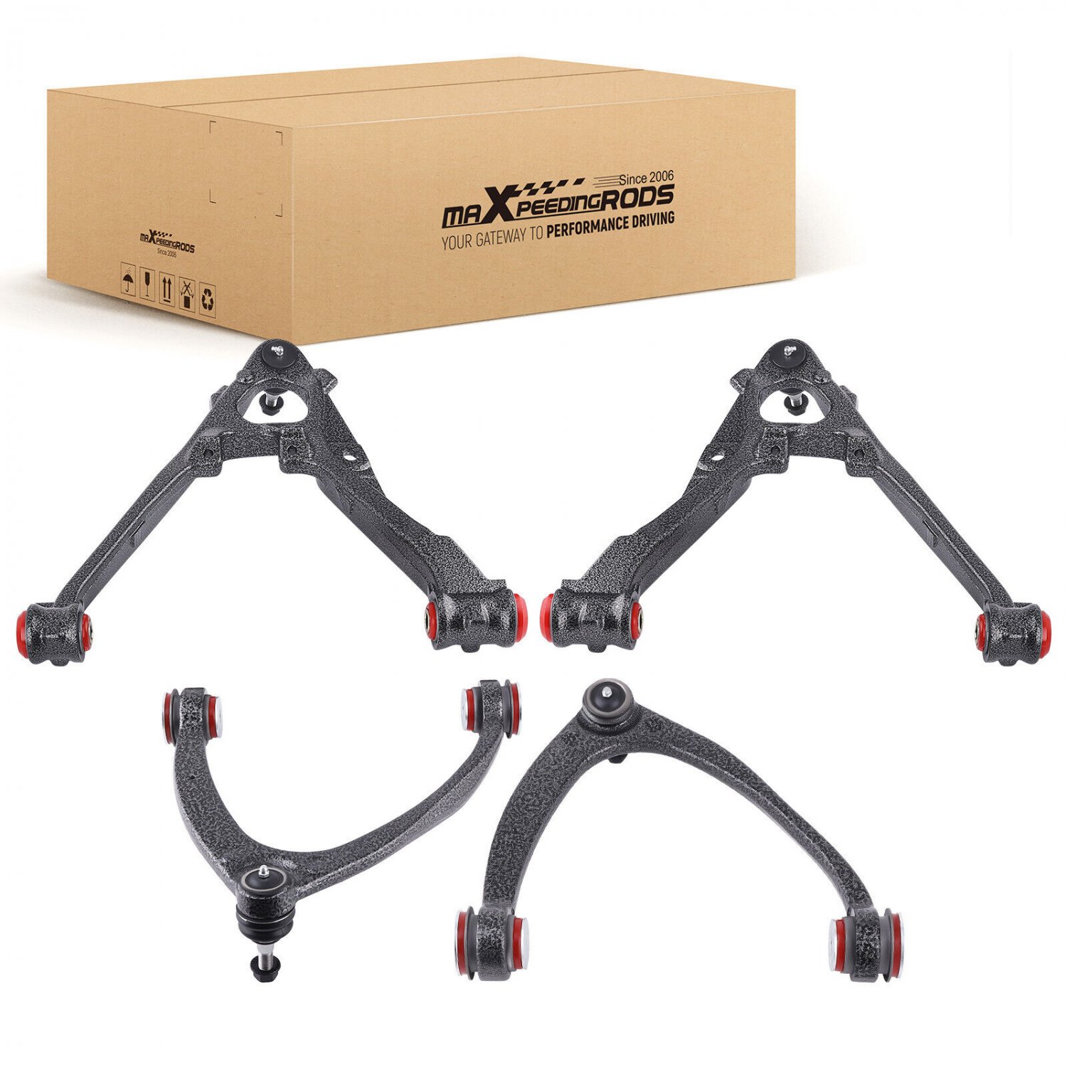 4x Front Upper & Lower Control Arms for 07-13 Chevy Silverado GMC Sierra 1500