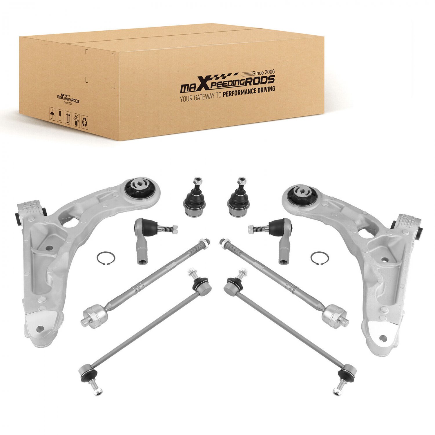 FWD Front Lower Control Arms Sway Bars Tie Rods Kits for 2014-2018 Jeep Cherokee