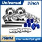 New 3'' 76mm DIY Aluminum Intercooler Pipe Kit w/ Silicone Hose & Clamps