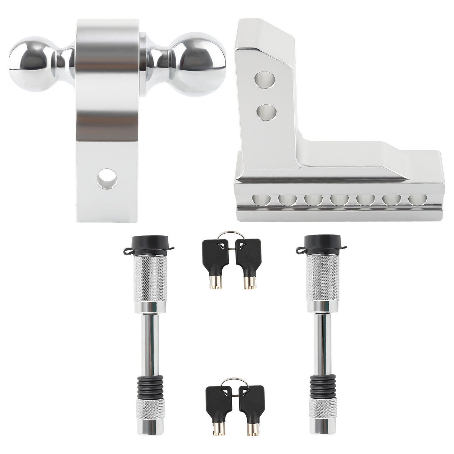 5,000 lbs Trailer Tow Hitch 6" Raise Drop Dual Ball 2-5/16"+2'' Ball Adjustable