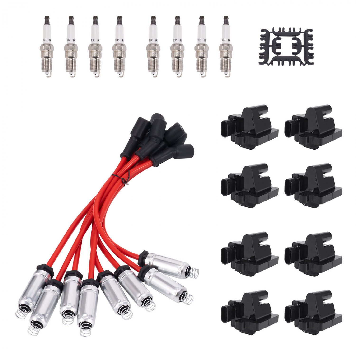 Ignition Coil & Spark Plug & Wire Set for Chevrolet GMC 4.8L 5.3L 6.0L 8.1L V8