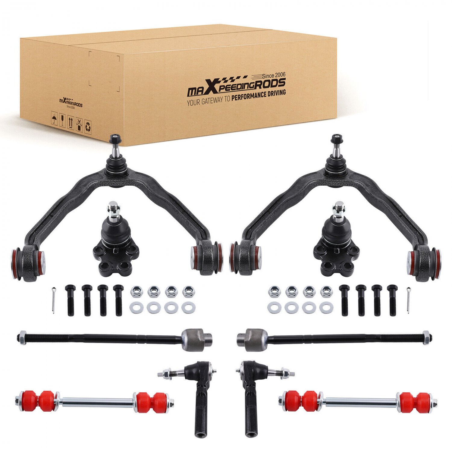 RWD Front Control Arms Tie Rods for 1999-2006 GMC Sierra Chevy Silverado 1500