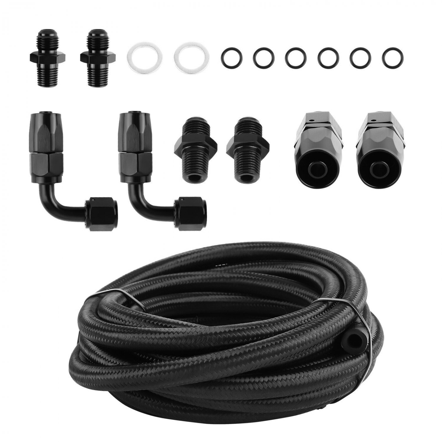 AN6 6AN Automatic Transmission Cooler Lines Kit Fit For 4L60E 4L65E  Black