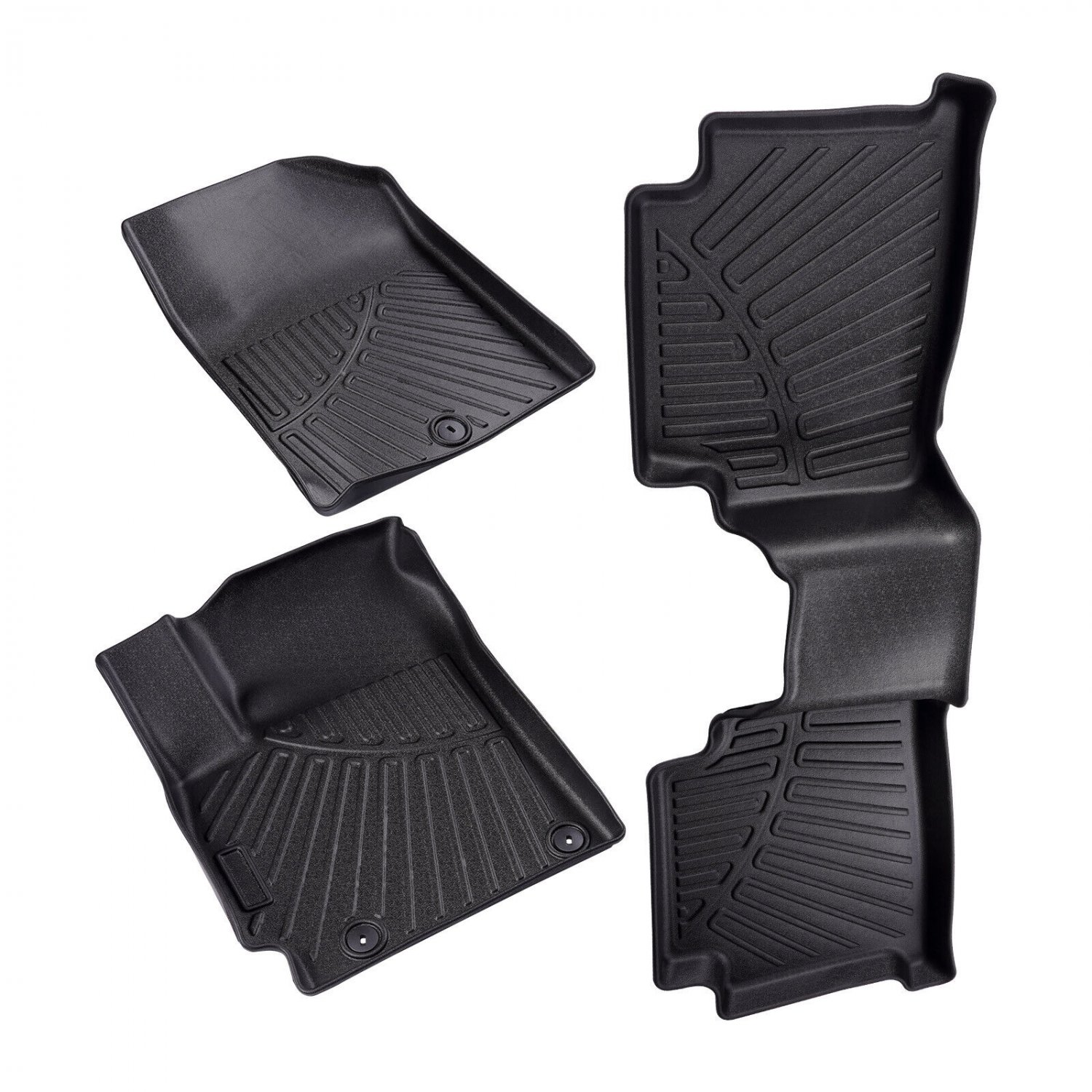 3pcs Floor Mats Liner Black TPE All-Weather for Kia Seltos 2021-2024 Rubber