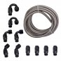 -8AN AN8 Stainless Steel Braided PTFE Fuel Hose Line 20ft Black Fitting Kit New