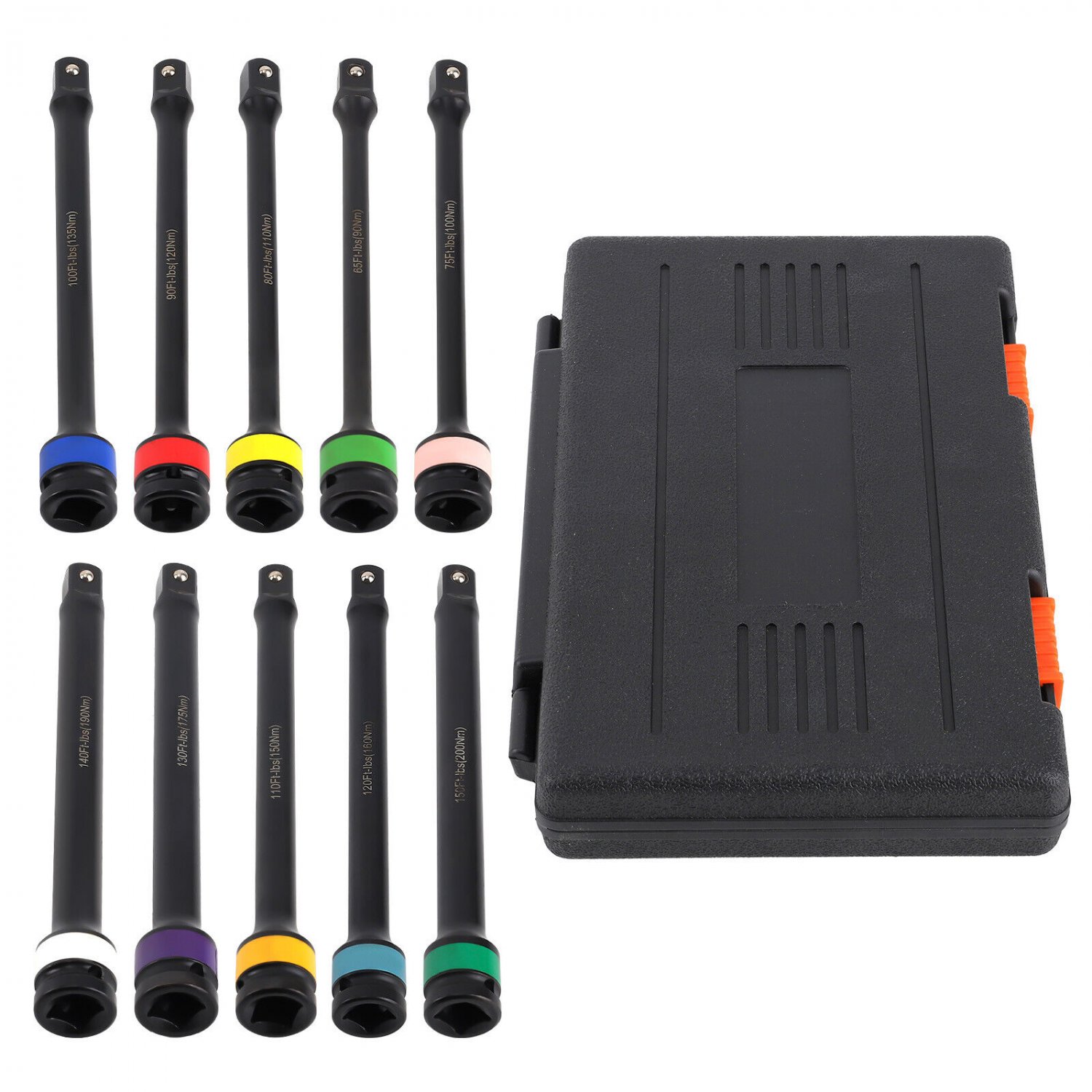 10Pcs 1/2" Drive Torque Extension Bar Set Limiting Extension Torque Sticks