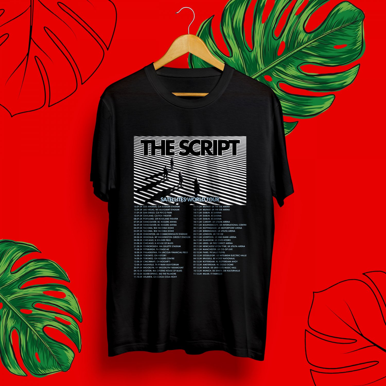 THE SCRIPT SATELLITES WORLD TOUR DATE 2024. THE SCRIPT. UNISEX FRONT