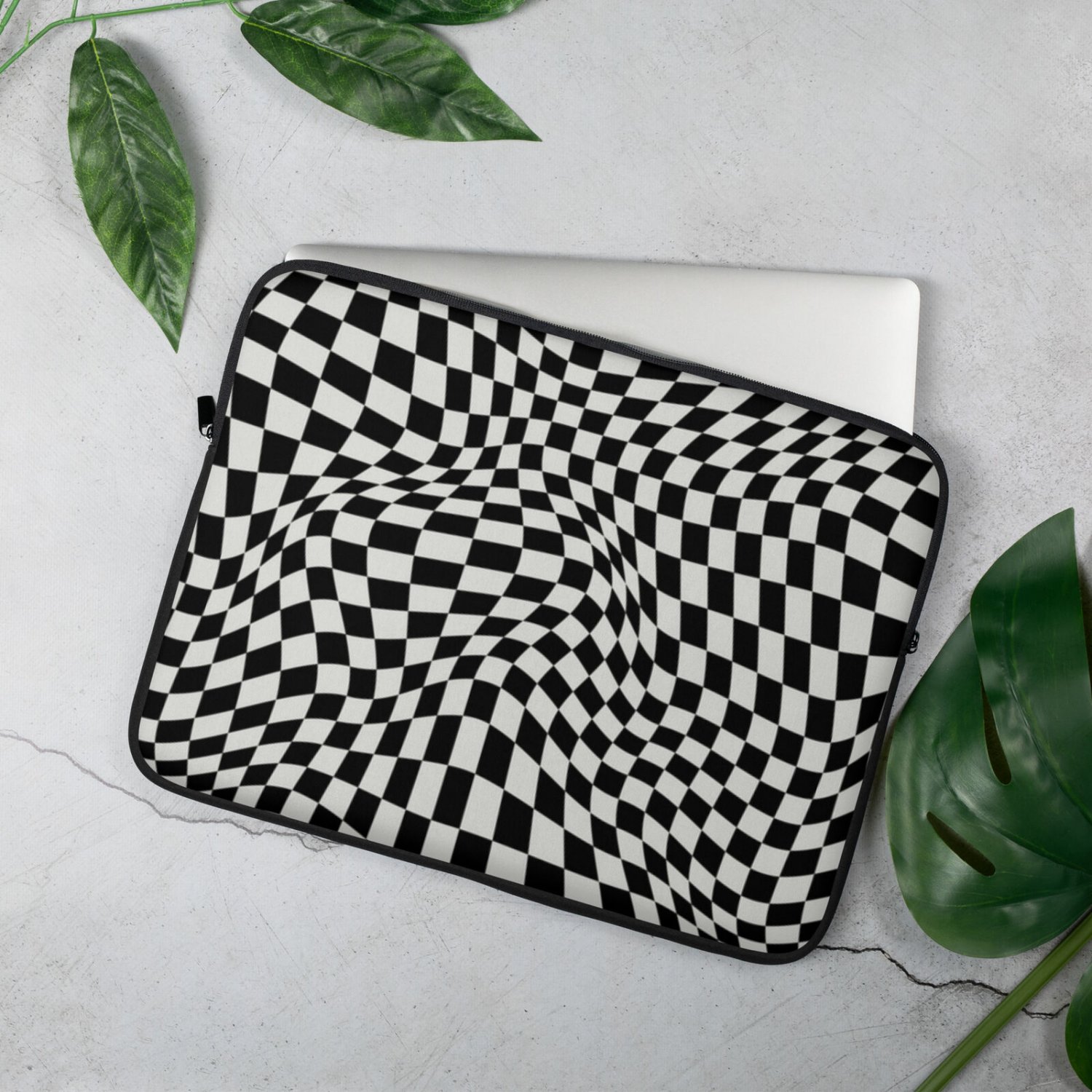 Wave Checkers - Black/White Laptop Sleeve