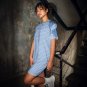 "Blue Diamond Print Graphic" Mini T-Shirt Dress