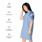 "Blue Diamond Print Graphic" Mini T-Shirt Dress