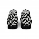 "Wave Checkered Black/White" print Women’s High Top Canvas Shoes