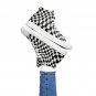 "Wave Checkered Black/White" print Women’s High Top Canvas Shoes