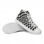 "Wave Checkered Black/White" print Women’s High Top Canvas Shoes