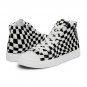 "Wave Checkered Black/White" print Women’s High Top Canvas Shoes
