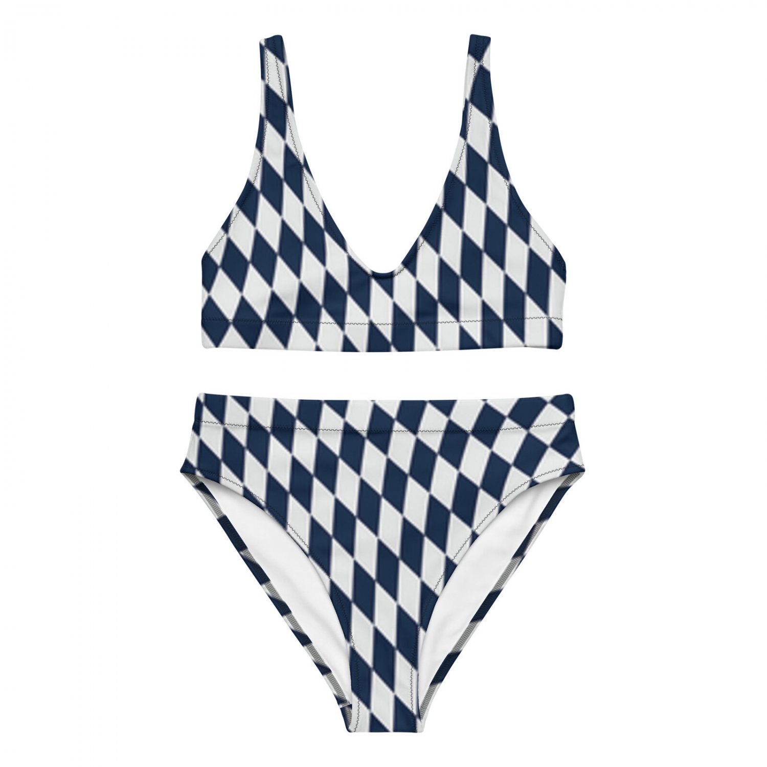 Black & White Checkers Recycled High-Waisted Bikini