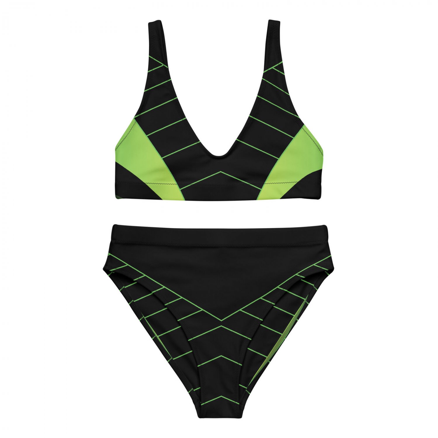Electric Lime Grid Recycled High-Waisted Bikini