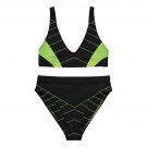 Electric Lime Grid Recycled High-Waisted Bikini