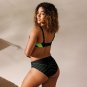 Electric Lime Grid Recycled High-Waisted Bikini