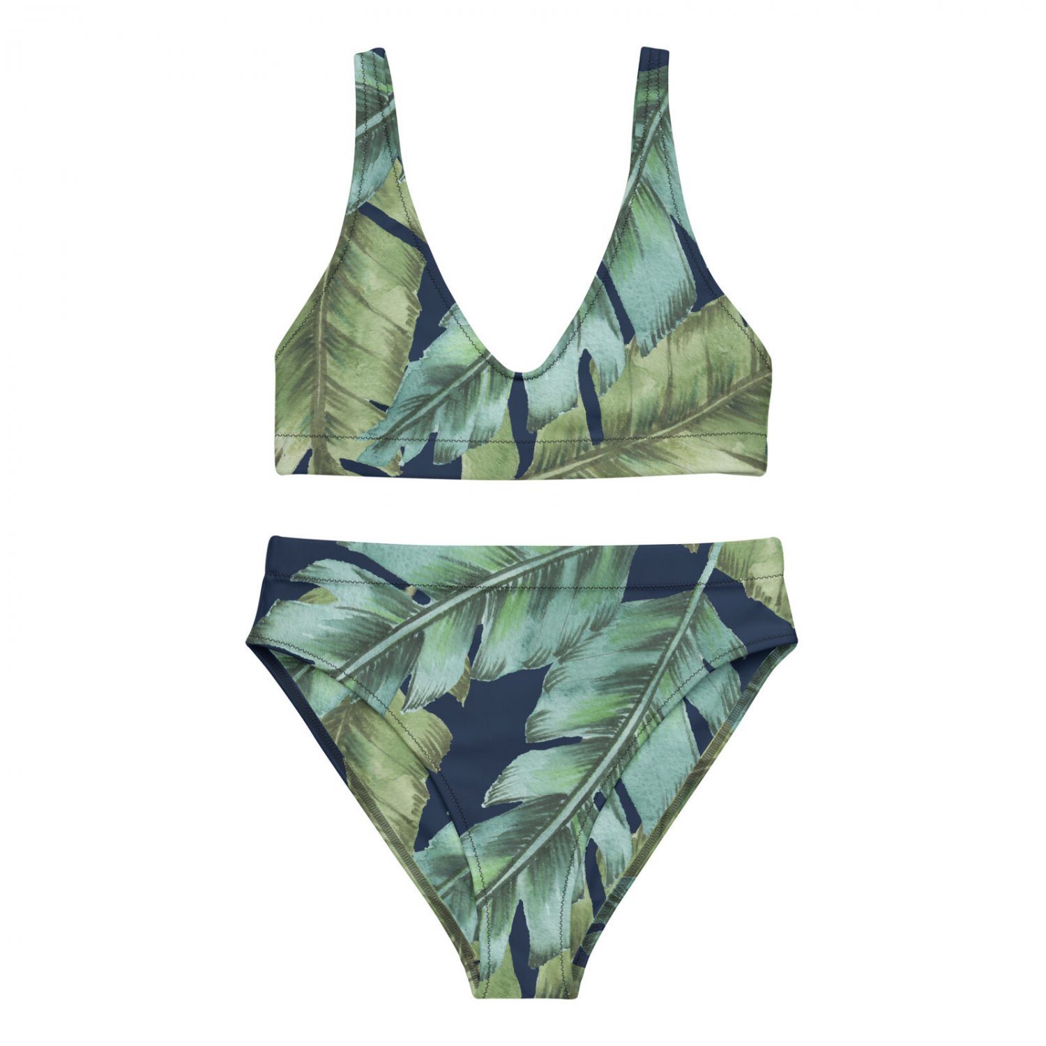 Jungle Green Print Recycled High-Waisted Bikini
