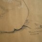 Original Black and White Conte Crayon Drawing Seated Nude Female on brown paper Art by LJT