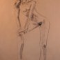 Abstract Original Conte Crayon Drawing Nude Female Abstract Art by LJT