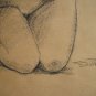 Original Conte Crayon Drawing Nude Female Twisting Abstract Art LJT
