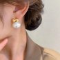 2024 New French Elegant Gold Bean Spliced Flat Pearl Earrings - Korean Fashion Jewelry for Women