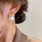 2024 New French Elegant Gold Bean Spliced Flat Pearl Earrings - Korean Fashion Jewelry for Women