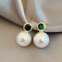 2024 New French Elegant Gold Bean Spliced Flat Pearl Earrings - Korean Fashion Jewelry for Women