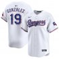 Texas Rangers #19 Juan Gonzalez White Stitched Jersey
