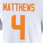 Tennessee Volunteers #4 Mike Matthews White Jersey-Stitched