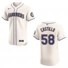 Men's & Youth Mariners #58 Luis Castillo Cream Stitched Jersey