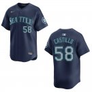 Men's & Youth Mariners #58 Luis Castillo Navy Stitched Jersey