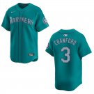 Men's & Youth Mariners #3 J.P. Crawford Aqua Stitched Jersey