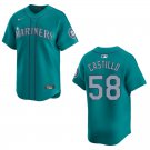 Men's & Youth Mariners #58 Luis Castillo Aqua Stitched Jersey