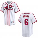 Men's & Youth Cardinals #6 Stan Musial White Throwback Stitched Jersey