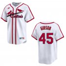 Men's & Youth Cardinals #45 Bob Gibson White Throwback Stitched Jersey
