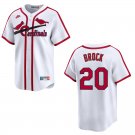 Men's & Youth Cardinals #20 Lou Brock White Throwback Stitched Jersey