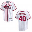 Men's & Youth Cardinals #40 Willson Contreras White Throwback Stitched Jersey