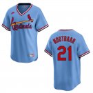 Men's & Youth Cardinals #21 Lars Nootbaar Blue Throwback Stitched Jersey
