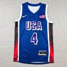 2024 Paris Olympics USA Basketball Dream 4# Stephen Curry Blue Jersey